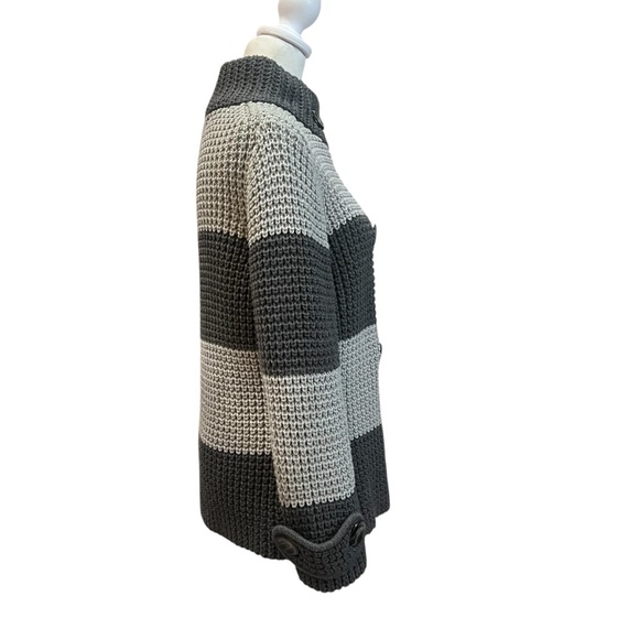 Banana Republic Chunky Gray Two Tone Knit Wool Cardigan Size Medium - Picture 5 of 8